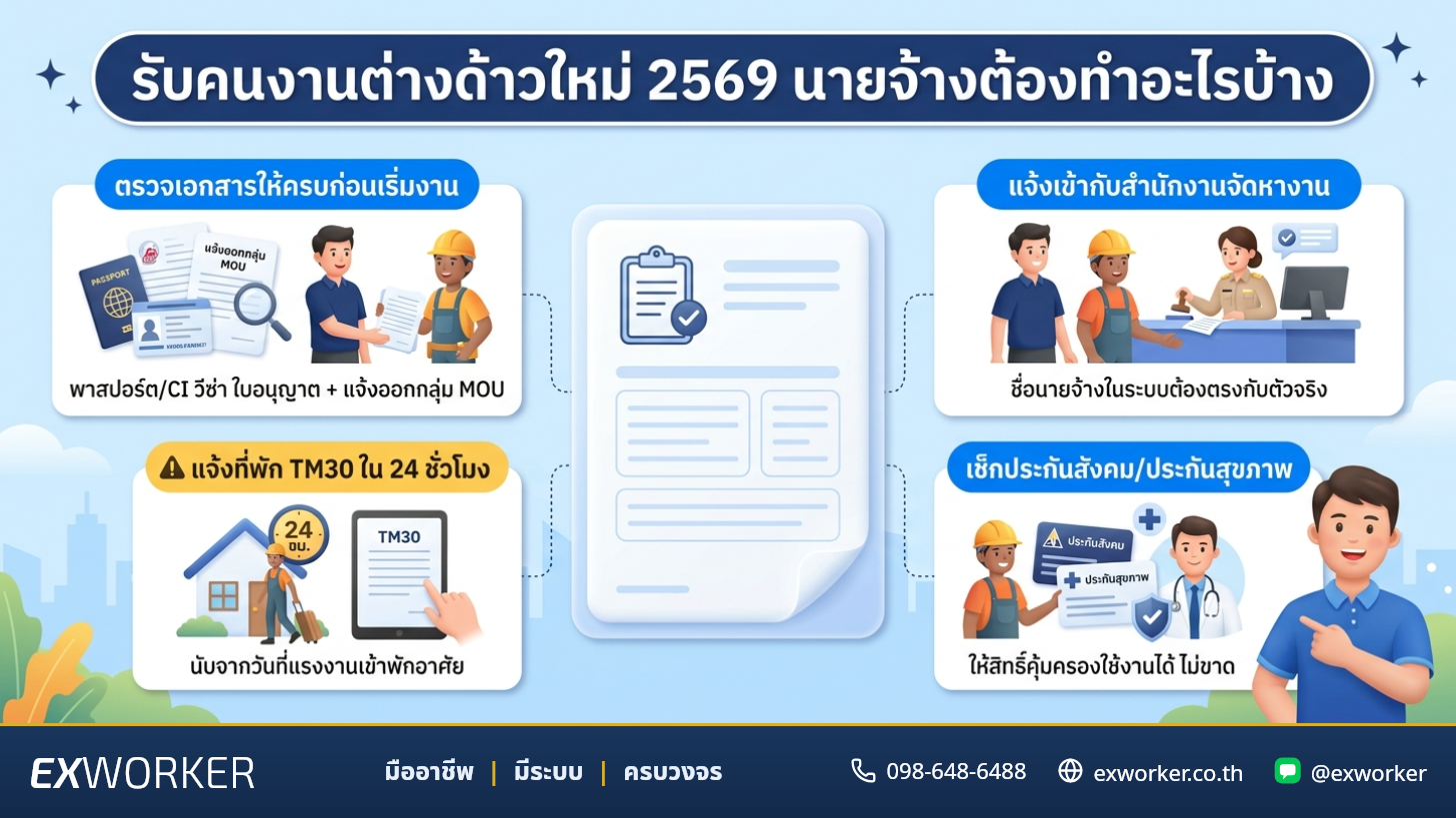 รับคนงานต่างด้าวใหม่ 2569 นายจ้างต้องทำอะไรบ้าง