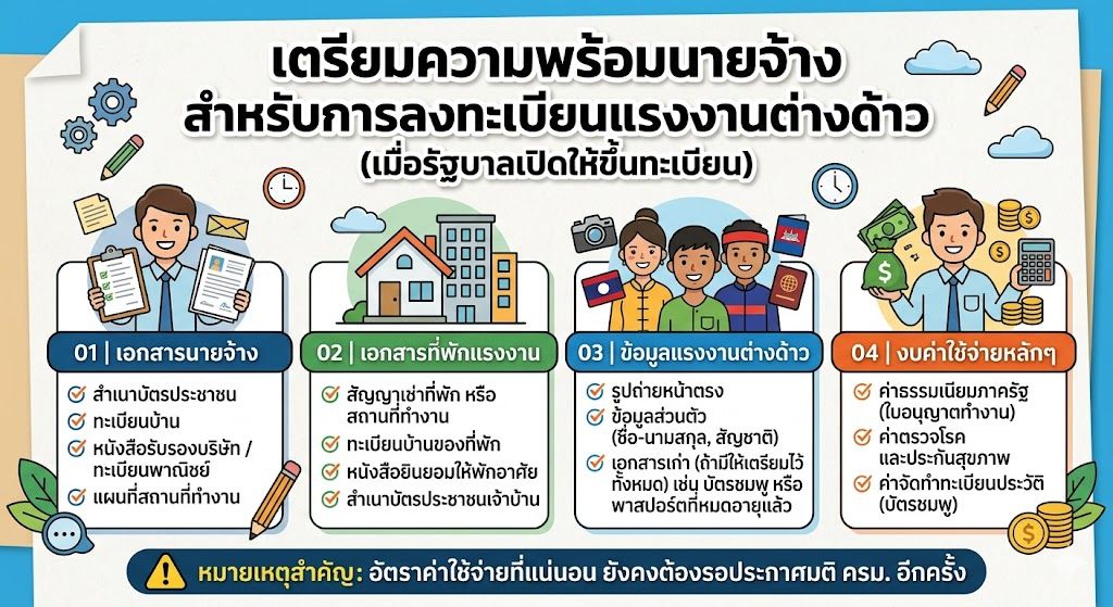 ลงทะเบียนแรงงานต่างด้าว: นายจ้างต้องเตรียมอะไรบ้าง?