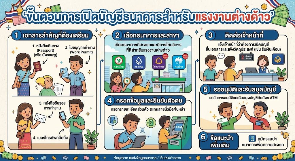 ແຮງງານຕ່າງດ້າວເປີດບັນຊີທະນາຄານໃນໄທ ເອກະສານ ແລະ ຂັ້ນຕອນງ່າຍໆ