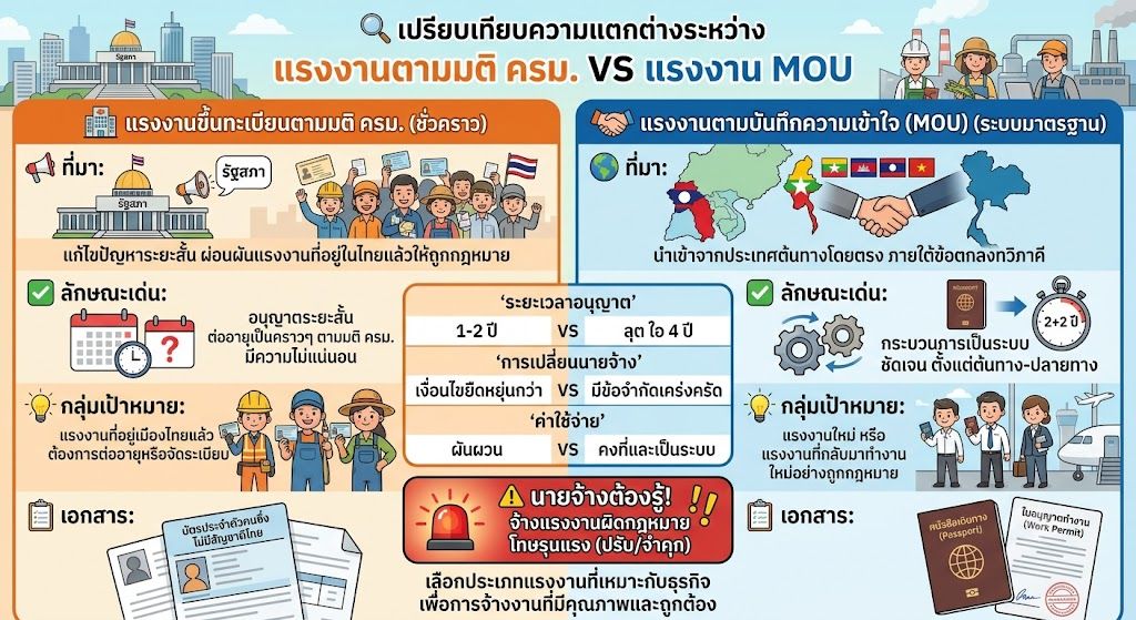 ແຮງງານມະຕິ ຄ.ລ.ມ. ກັບ MOU ຕ່າງກັນແນວໃດ