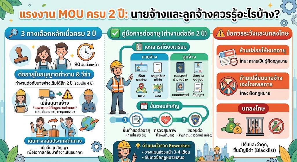 ແຮງງານ MOU ຄົບ 2 ປີ ຕໍ່ສັນຍາແນວໃດໃຫ້ຖືກຕ້ອງ