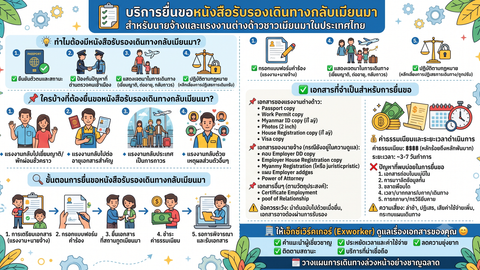 ໃບຢັ້ງຢືນການເດີນທາງກັບຄືນປະເທດມຽນມາ ເອກະສານສຳຄັນສຳລັບແຮງງານ
