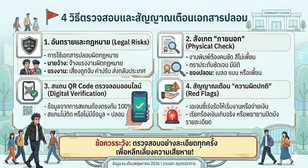4 จุดคัดกรองเอกสารปลอมแรงงานต่างด้าว ก่อนโดนจับปรับ