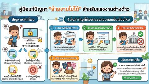 ย้ายงานไม่ได้ทำอย่างไร คู่มือแรงงานต่างด้าว
