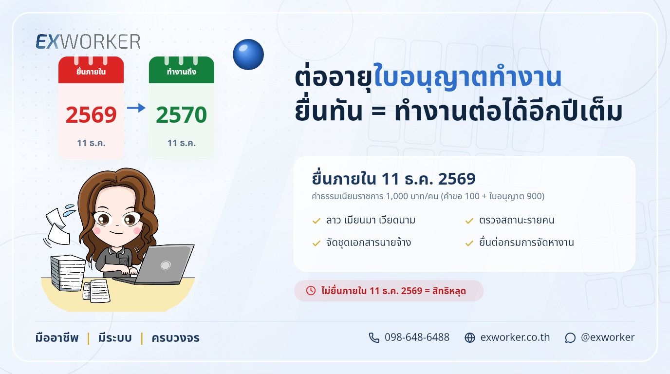 Exworker မှ နိုင်ငံခြားသားအလုပ်သမားများ၏ အလုပ်လုပ်ခွင့်လိုင်စင် သက်တမ်းတိုးခြင်းဝန်ဆောင်မှု
