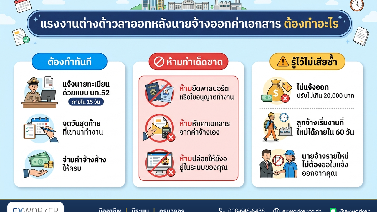 แรงงานต่างด้าวลาออกหลังนายจ้างออกค่าเอกสาร ต้องทำอะไร